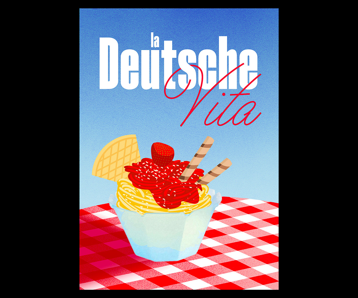 La Deutsche Vita, poster, print, illustration, ice cream, spaghetti eis