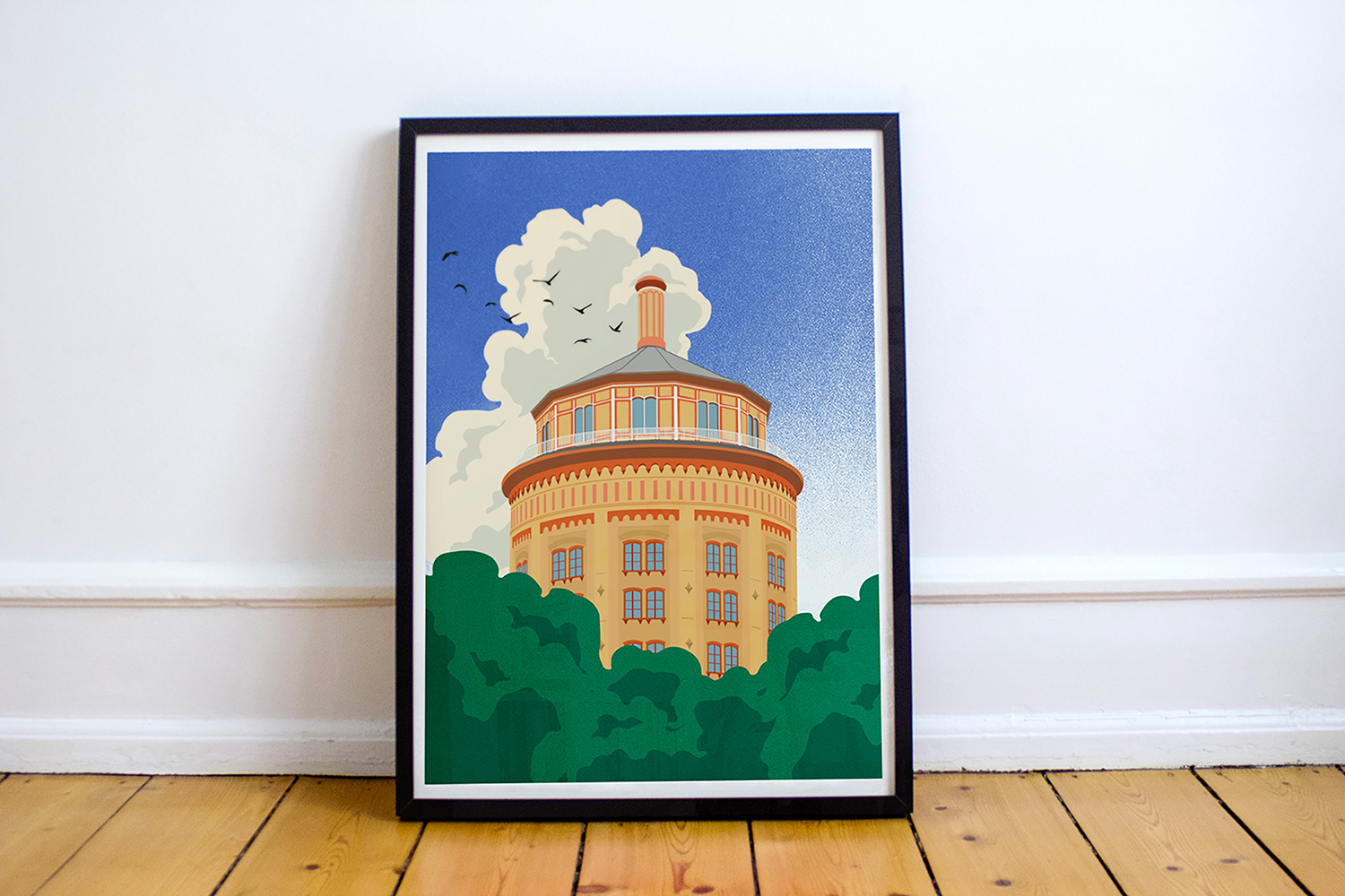 Wasserturm, berlin, prenzlauer berg, illustration, frame, poster, print